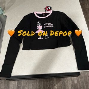 NWT Dolls Kill x Emily the Strange Waffle Knot Crop Top